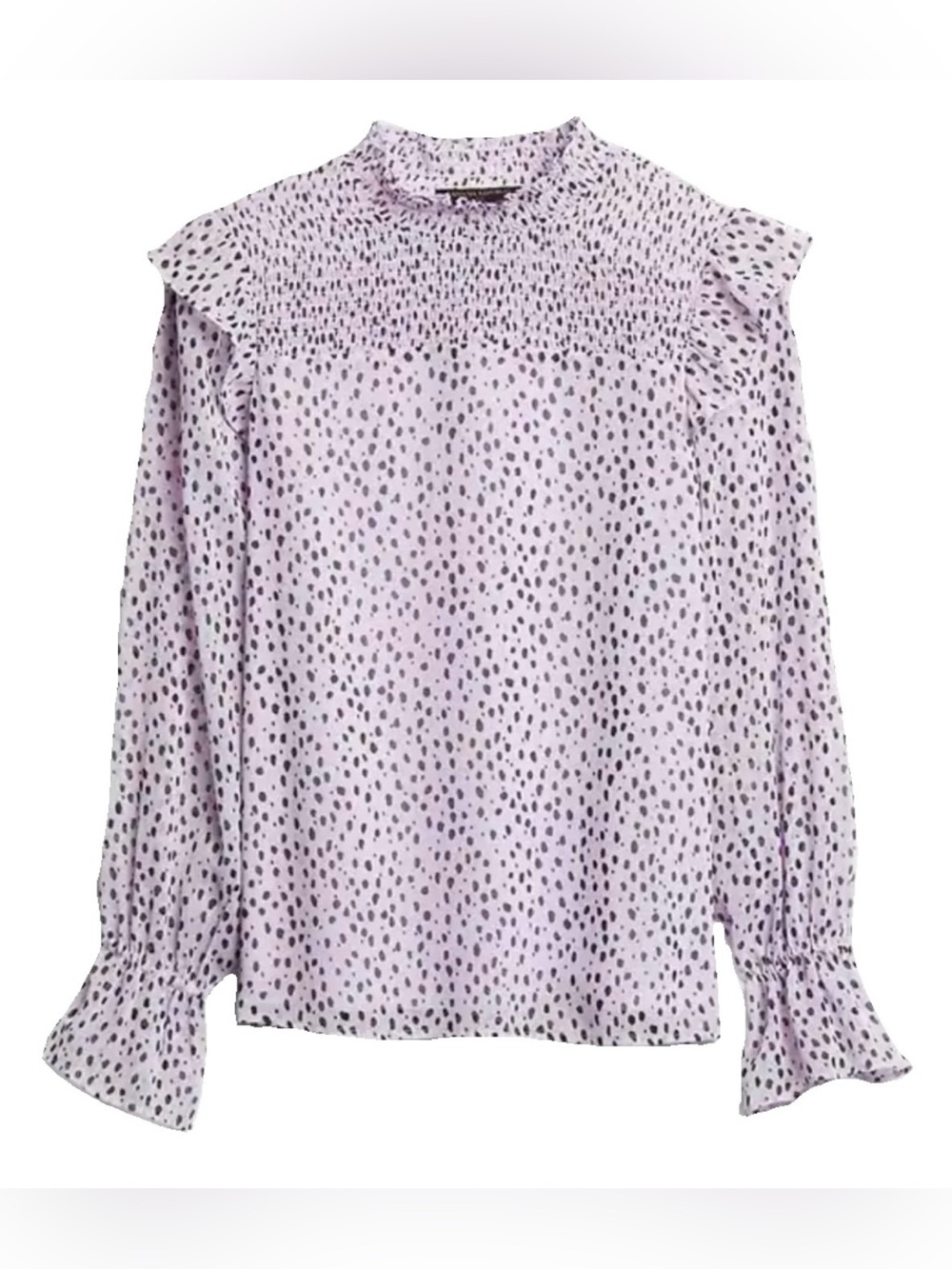 Banana Republic Lilac Dot Smocked Ruffle Blouse Small